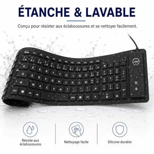 Mobility Lab ML300559 Clavier Flexible USB AZERTY Étanche - vue 3