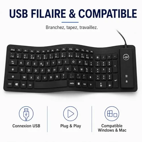 Mobility Lab ML300559 Clavier Flexible USB AZERTY Étanche - vue 6