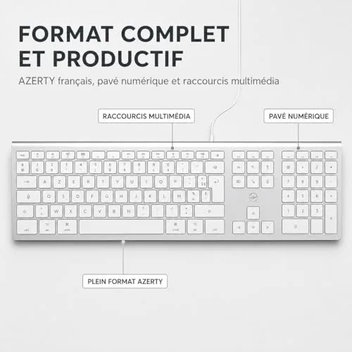 Mobility Lab ML304304 Clavier Design Touch Filaire AZERTY Blanc et argenté - vue 3
