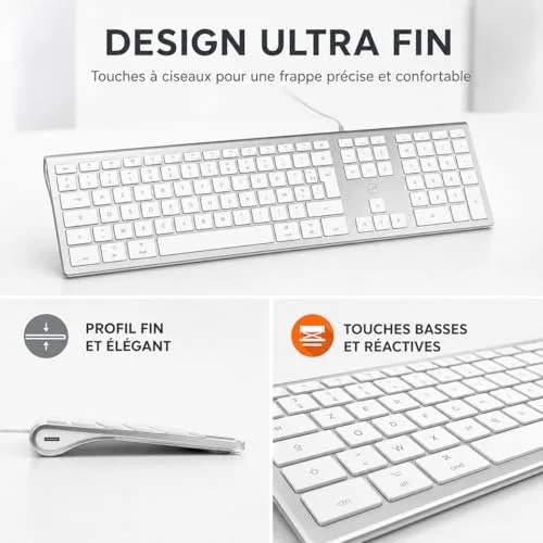 Mobility Lab ML304304 Clavier Design Touch Filaire AZERTY Blanc et argenté - vue 5