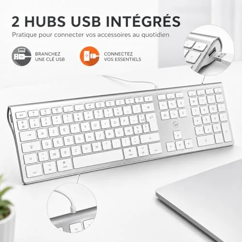 Mobility Lab ML304304 Clavier Design Touch Filaire AZERTY Blanc et argenté - vue 6