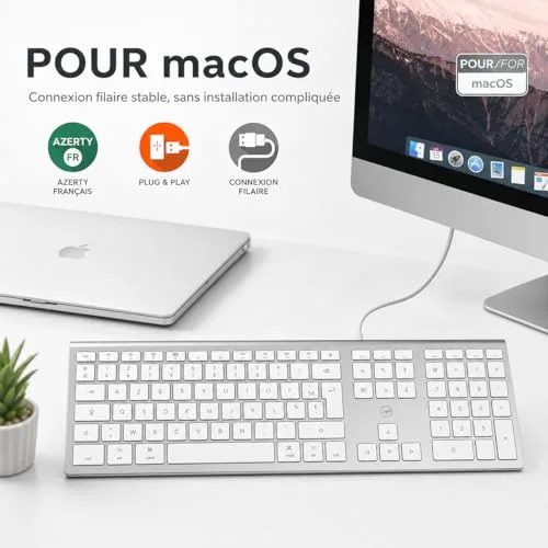 Mobility Lab ML304304 Clavier Design Touch Filaire AZERTY Blanc et argenté - vue 7