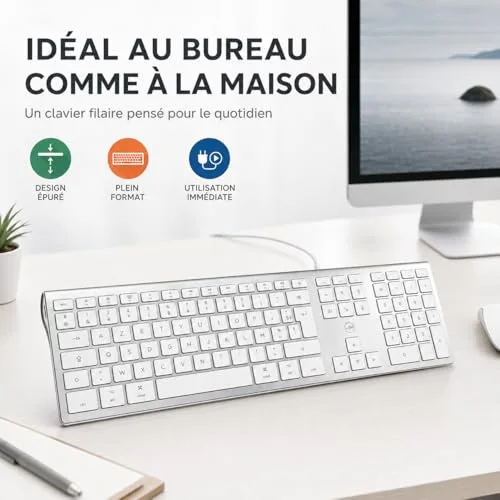 Mobility Lab ML304304 Clavier Design Touch Filaire AZERTY Blanc et argenté - vue 8