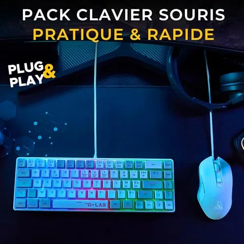 THE G-LAB Combo Hydrogen Clavier AZERTY RGB Blanc/Gris 60% - vue 2