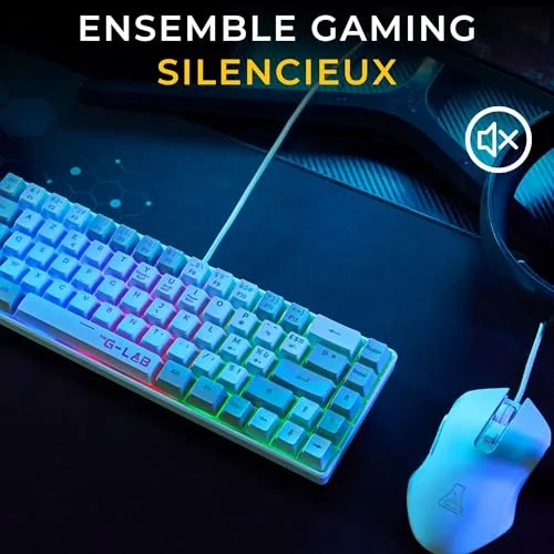 THE G-LAB Combo Hydrogen Clavier AZERTY RGB Blanc/Gris 60% - vue 5