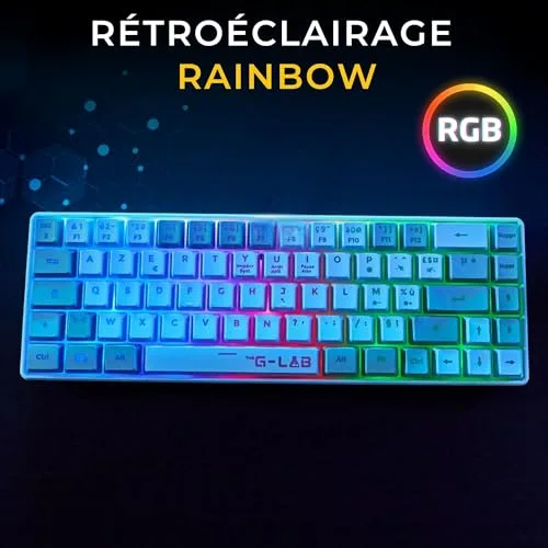 THE G-LAB Combo Hydrogen Clavier AZERTY RGB Blanc/Gris 60% - vue 6