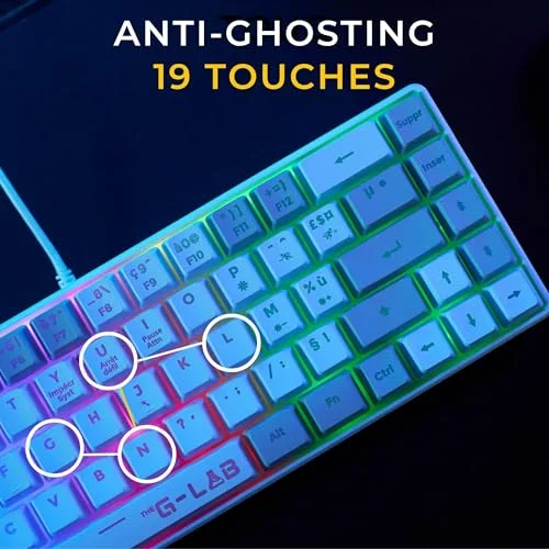 THE G-LAB Combo Hydrogen Clavier AZERTY RGB Blanc/Gris 60% - vue 7