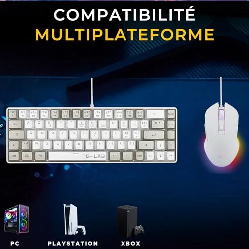 THE G-LAB Combo Hydrogen Clavier AZERTY RGB Blanc/Gris 60% - vue 8