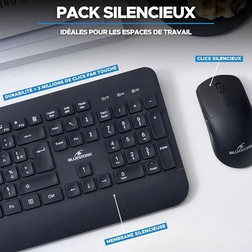 Bluestork Pack MEDIA OFFICE FR Clavier Souris Sans Fil AZERTY - vue 6