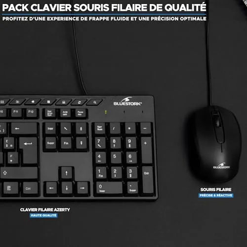 Bluestork Media Office Pack Clavier Souris Filaire AZERTY - vue 2