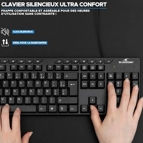 Bluestork Media Office Pack Clavier Souris Filaire AZERTY - vue 3