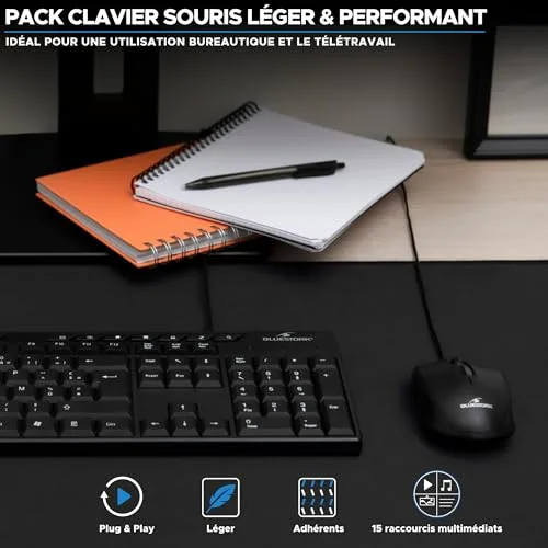 Bluestork Media Office Pack Clavier Souris Filaire AZERTY - vue 5