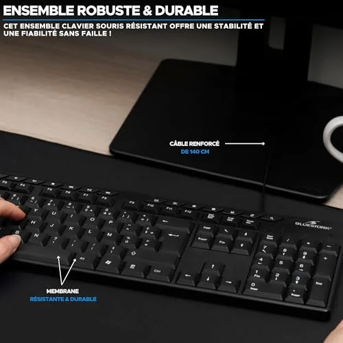 Bluestork Media Office Pack Clavier Souris Filaire AZERTY - vue 7