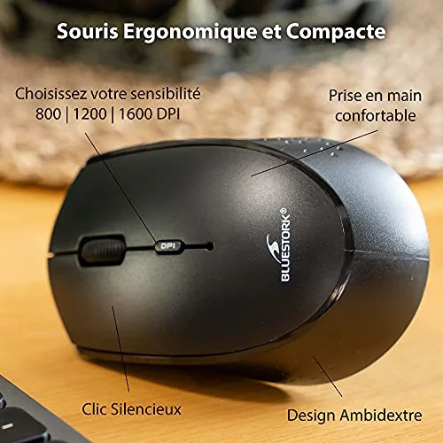 Bluestork Pack Easy Slim Clavier Souris Sans Fil Noir - vue 3