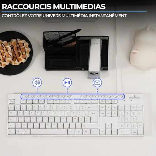 Bluestork Pack Media Office Clavier Souris Filaire 15 touches multimédias - vue 4