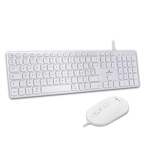 Bluestork KB Mac Filaire Blanc AZERTY Membrane Silencieuse