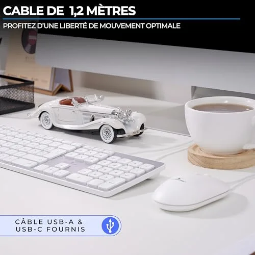 Bluestork KB Mac Filaire Blanc AZERTY Membrane Silencieuse - vue 5