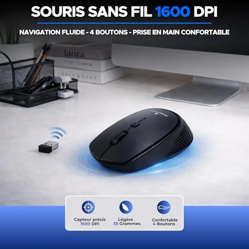 Pack clavier souris sans fil - 12 touches de raccourcis multimédias - BLUESTORK - PACK-WL-OFF-V2/FR - AZERTY - vue 4