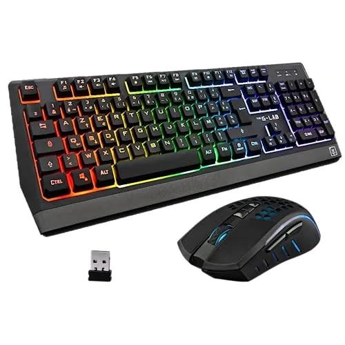The G-Lab COMBO TUNGSTEN Clavier et Souris Sans Fil RGB 2.4 GHz