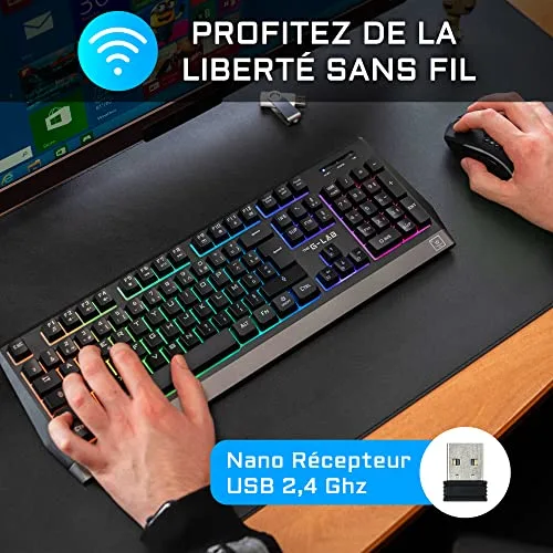 The G-Lab COMBO TUNGSTEN Clavier et Souris Sans Fil RGB 2.4 GHz - vue 2