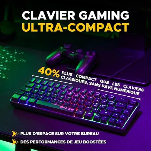 The G-Lab Combo Hydrogen BKG Pack Clavier Souris Filaire AZERTY Noir - vue 3