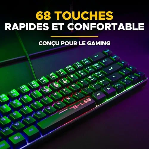 The G-Lab Combo Hydrogen BKG Pack Clavier Souris Filaire AZERTY Noir - vue 5