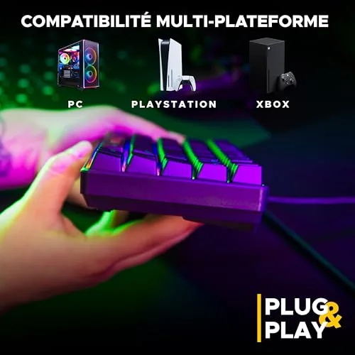 The G-Lab Combo Hydrogen BKG Pack Clavier Souris Filaire AZERTY Noir - vue 7