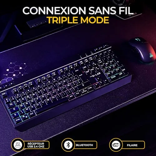 The G-Lab Combo Tungsten EX Clavier Souris Sans Fil RGB - vue 3