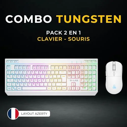 THE G-LAB Combo Tungsten EX Blanc Clavier + Souris Sans Fil - vue 2