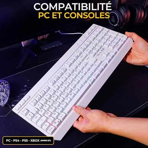 THE G-LAB Combo Tungsten EX Blanc Clavier + Souris Sans Fil - vue 7