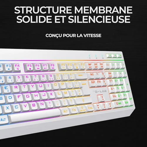 THE G-LAB Combo Tungsten EX Blanc Clavier + Souris Sans Fil - vue 8