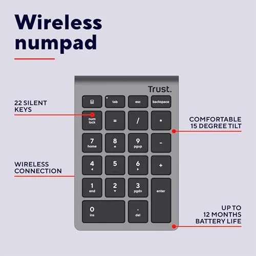 Trust Xalas pavé numérique sans fil 22 touches 2,4 GHz - vue 2