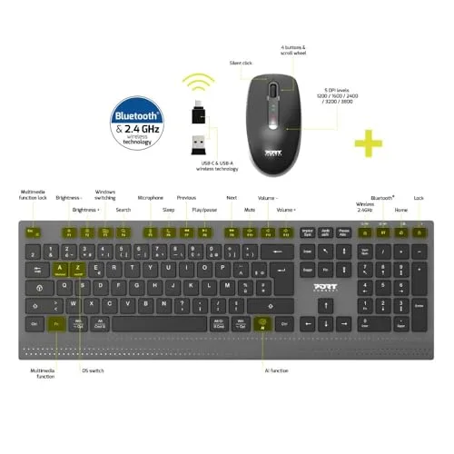 Port Designs Pack Optimum Professionnel Clavier + Souris AZERTY - vue 2
