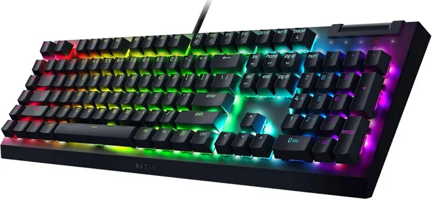 Razer BlackWidow V4 X Yellow Switch Noir - vue 3
