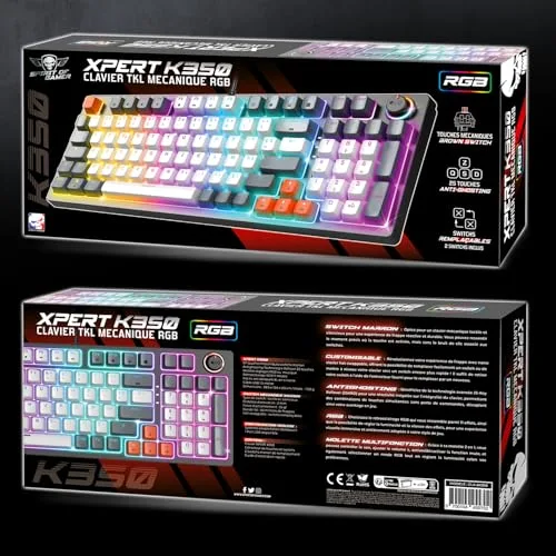 Spirit of Gamer XPERT-K350 Grey Mécanique Hot-Swap RGB - vue 9