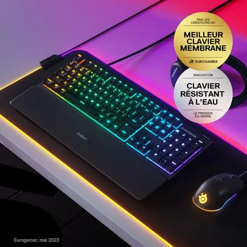 SteelSeries Apex 3 TKL FR Clavier Gaming Membrane AZERTY RVB 10 Zones - vue 2