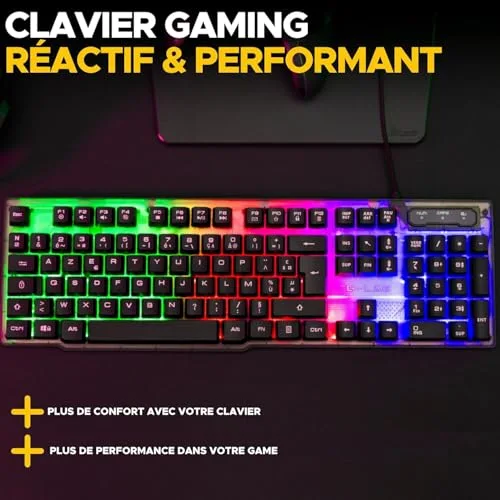 THE G-LAB KEYZ NEON Clavier Gaming Membrane AZERTY Rétroéclairé - vue 2