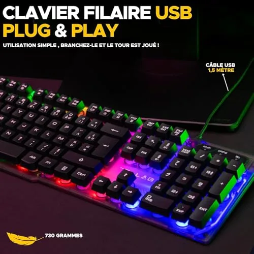 THE G-LAB KEYZ NEON Clavier Gaming Membrane AZERTY Rétroéclairé - vue 6