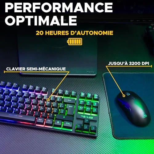 The G-Lab Combo Oxygen EX TKL sans fil membrane RGB - vue 3