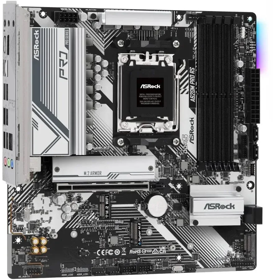 ASRock A620 AMDMicro ATX A620M Pro RS WiFi192 Go 3x WiFi 6E GRGB image 1