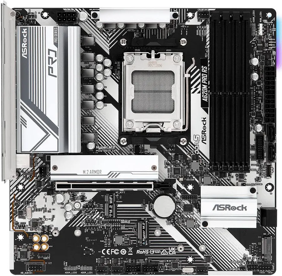 ASRock A620 AMDMicro ATX A620M Pro RS WiFi192 Go 3x WiFi 6E GRGB image 2