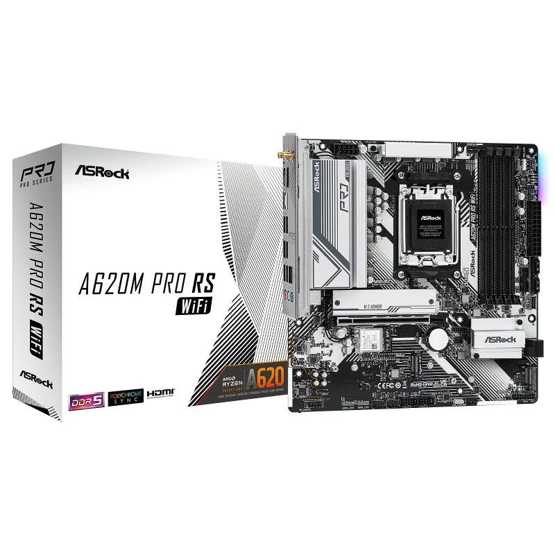 ASRock A620M Pro RS WiFi,, micro ATX, Wi-Fi 6E, , RGB 