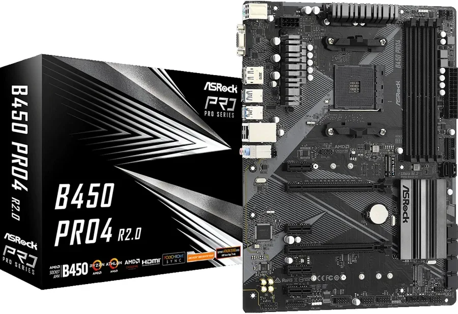 ASRock B450 Pro4 R20 AMD B450 Emplacement AM4 ATX image 2
