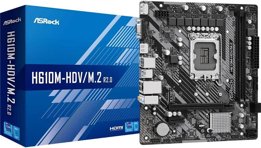 ASRock H610 LGA1700 micro-ATX H610M-HDV SATA HDMI image 2