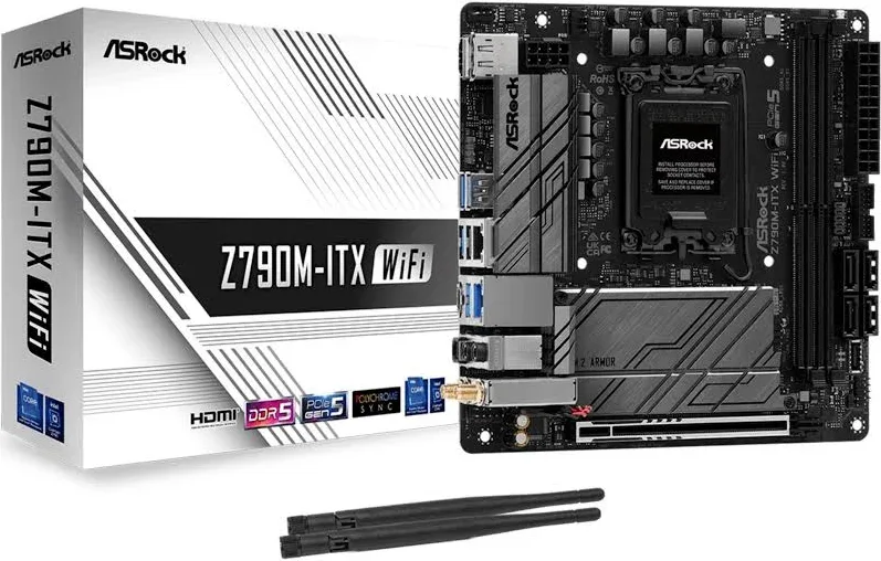 ASRock Z790, Intel Z7901700 Mini ITX Z790M-ITX, Wi-Fi , Wi-Fi 6E,2,5 GbE image 2