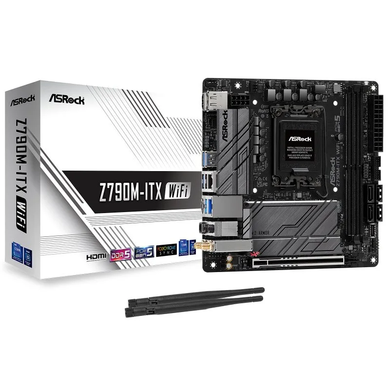 ASRock Z790, Intel Z7901700 Mini ITX Z790M-ITX, Wi-Fi , Wi-Fi 6E,2,5 GbE 