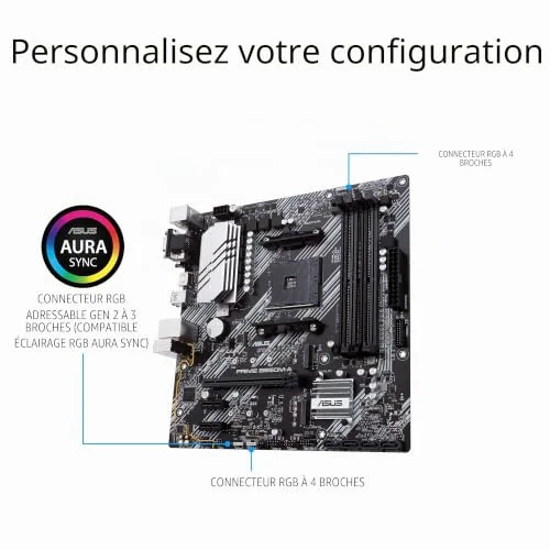 Carte mère - ASUS - PRIME B550M-A - DDR4 SDRAM - SATA-600 - PCI-Express 4.0 16x - vue 5