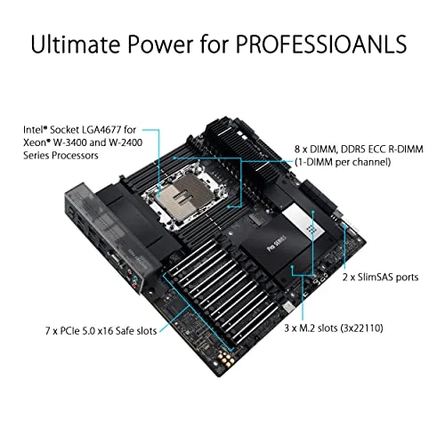 Carte mère - ASUS - Pro WS W790E-SAGE SE - Socket LGA4677 - 10 GbE - DDR5 SDRAM - vue 2