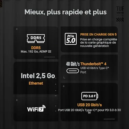 Carte mère - ASUS - TUF GAMING Z890-PRO WiFi - LGA 1850 - DDR4 - 192 Go RAM - vue 5