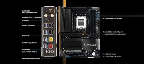 Carte mère ATX - ASRock - X870 Taichi Creator - AM5 - DDR5 - PCIe 5.0 - vue 3